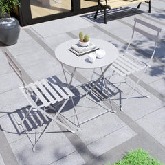 Set Bistro Flair - mobilier terasa gradina, 2 scaune + masa, otel vopsit - Gri Deschis (Cool Grey)