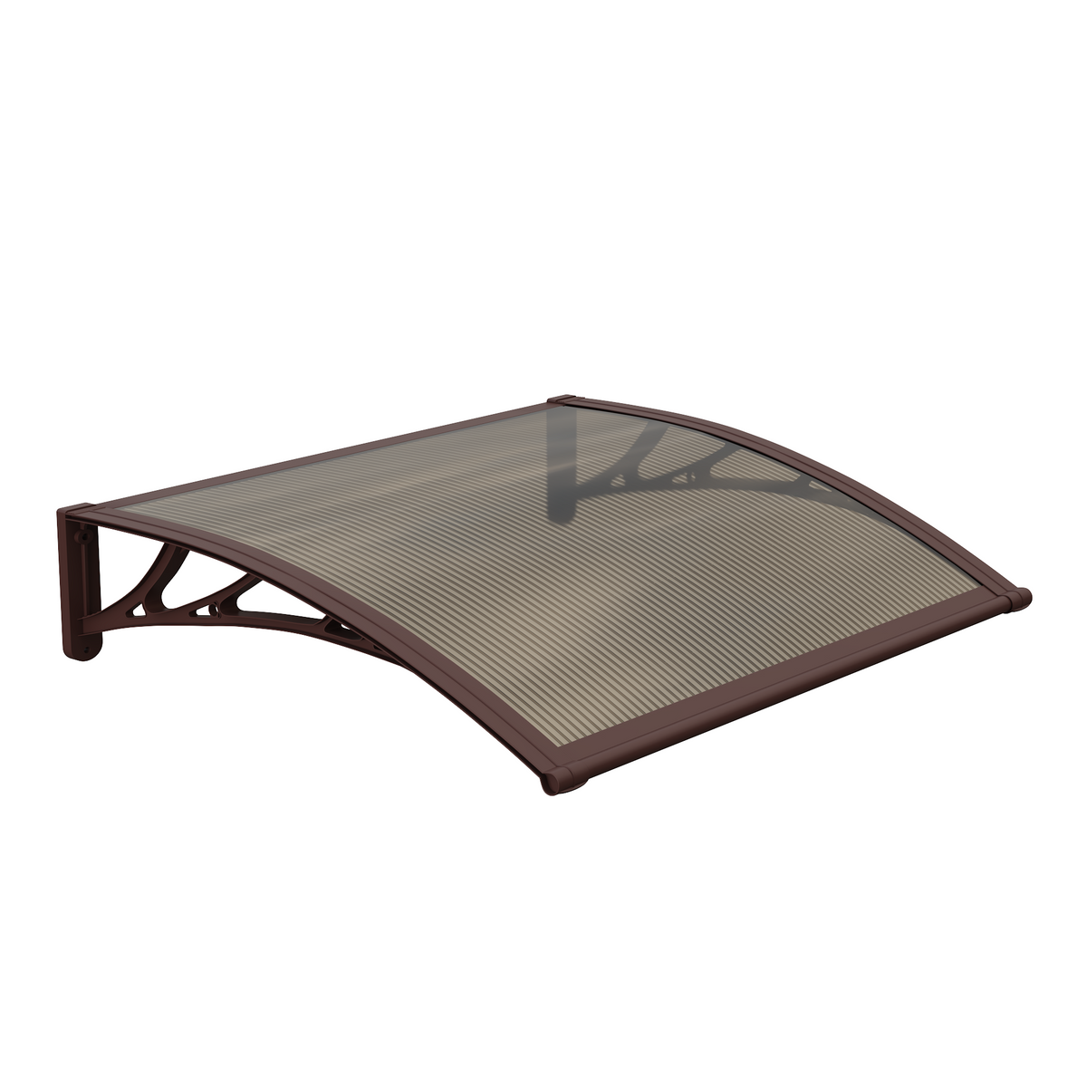 Copertină PREMIUM de ușă 100x100cm / marchiză / adăpost / acoperiș -  brațe maro - placă 6mm întreagă bronz