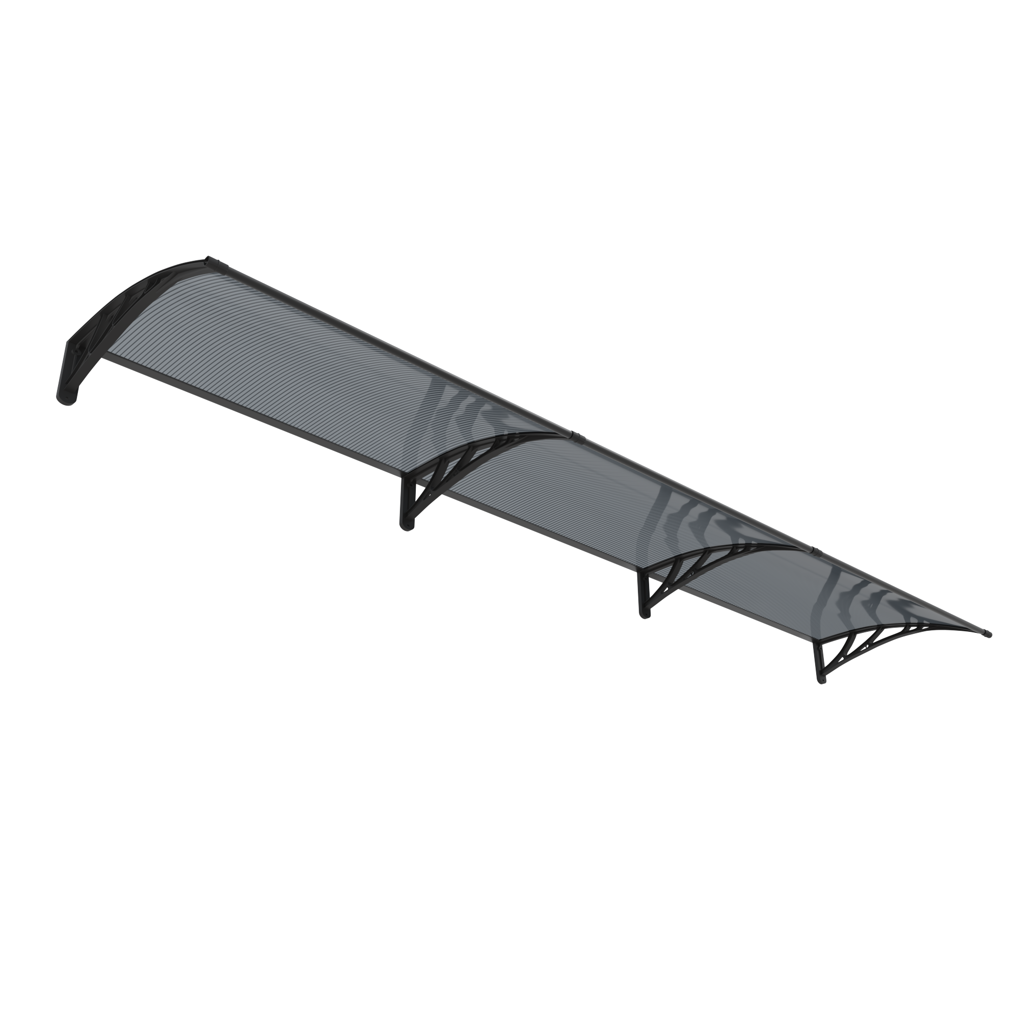 Copertină PREMIUM de ușă 360x100cm / marchiză / adăpost / acoperiș -  brațe negre - placă 6mm întreagă antracit