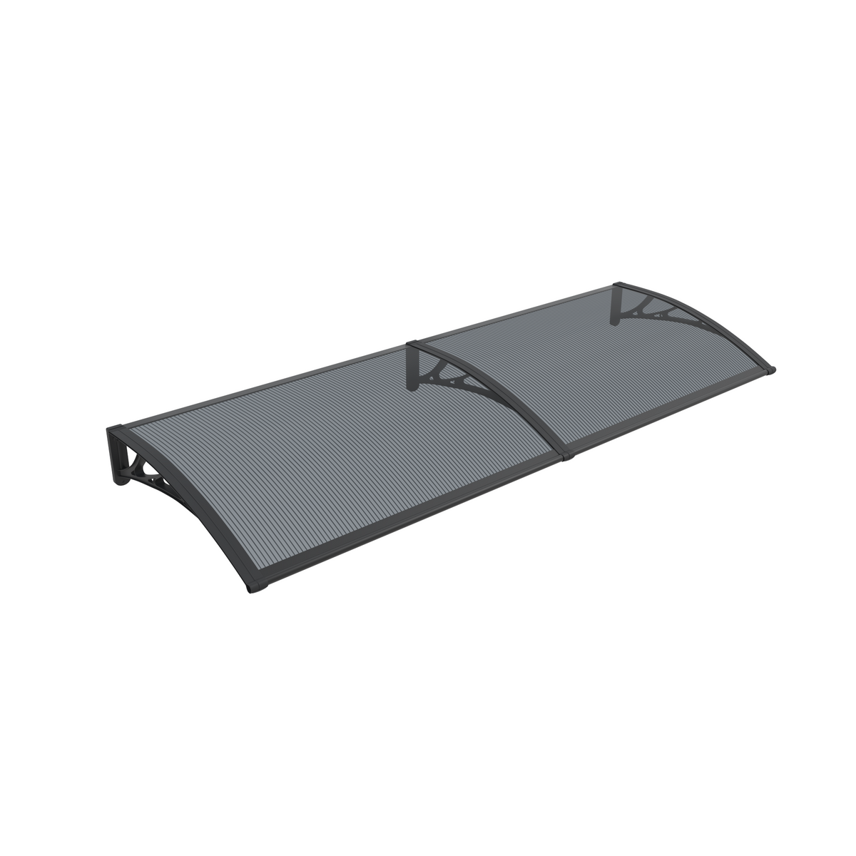 Copertină PREMIUM de ușă 200x60cm / marchiză / adăpost / acoperiș -  brațe negre - placă 6mm întreagă antracit