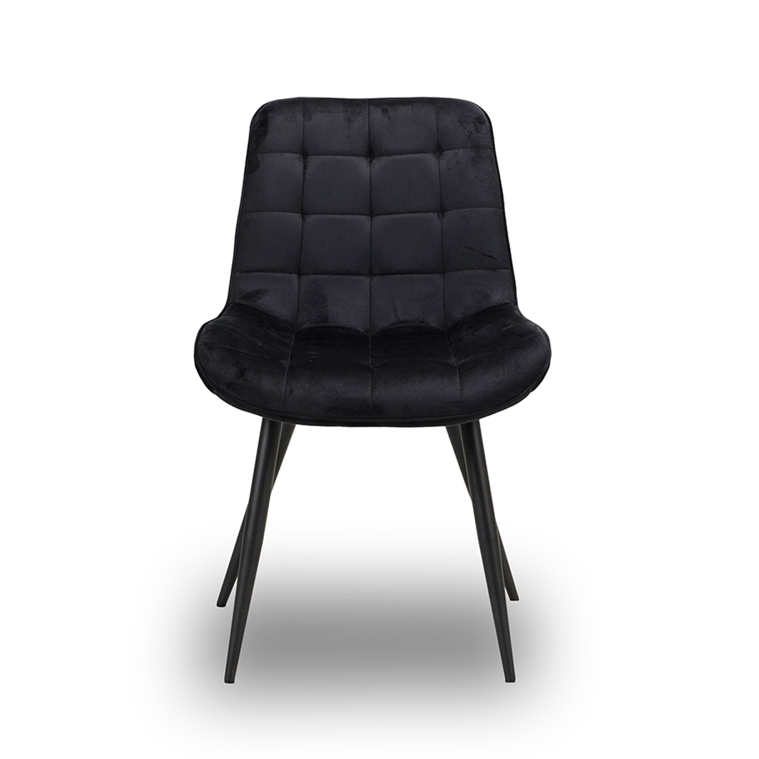 Scaun de Bucatarie / Dining, AVA Tapitat Textil Catifea, Cadru din Metal Vopsit, 85x60x50cm, Negru