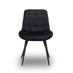 Scaun de Bucatarie / Dining, AVA Tapitat Textil Catifea, Cadru din Metal Vopsit, 85x60x50cm, Negru