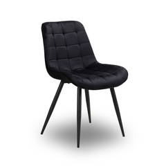Scaun de Bucatarie / Dining, AVA Tapitat Textil Catifea, Cadru din Metal Vopsit, 85x60x50cm, Negru