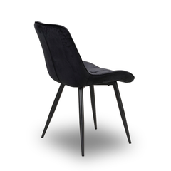 Scaun de Bucatarie / Dining, AVA Tapitat Textil Catifea, Cadru din Metal Vopsit, 85x60x50cm, Negru