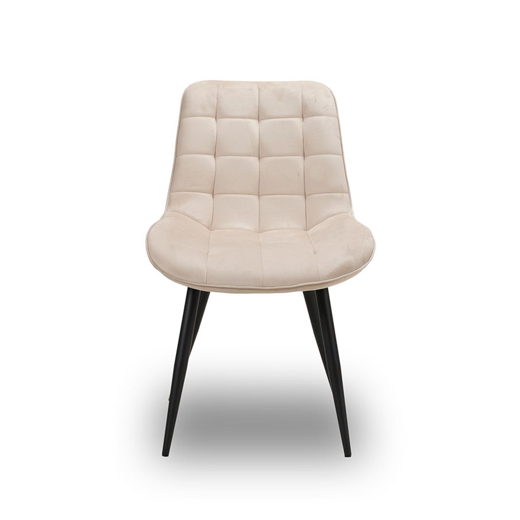 Scaun de Bucatarie / Dining, AVA Tapitat Textil Catifea, Cadru din Metal Vopsit, 85x60x50cm, Crem
