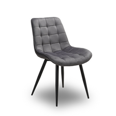 Scaun de Bucatarie / Dining, AVA Tapitat Textil Catifea, Cadru din Metal Vopsit, 85x60x50cm, Gri inchis