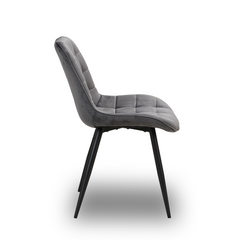 Scaun de Bucatarie / Dining, AVA Tapitat Textil Catifea, Cadru din Metal Vopsit, 85x60x50cm, Gri inchis