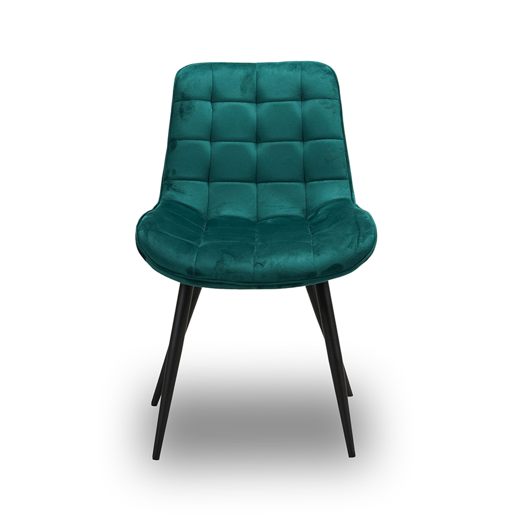 Scaun de Bucatarie / Dining, AVA Tapitat Textil Catifea, Cadru din Metal Vopsit, 85x60x50cm, Verde