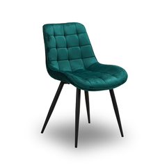 Scaun de Bucatarie / Dining, AVA Tapitat Textil Catifea, Cadru din Metal Vopsit, 85x60x50cm, Verde