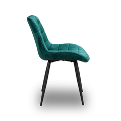 Scaun de Bucatarie / Dining, AVA Tapitat Textil Catifea, Cadru din Metal Vopsit, 85x60x50cm, Verde