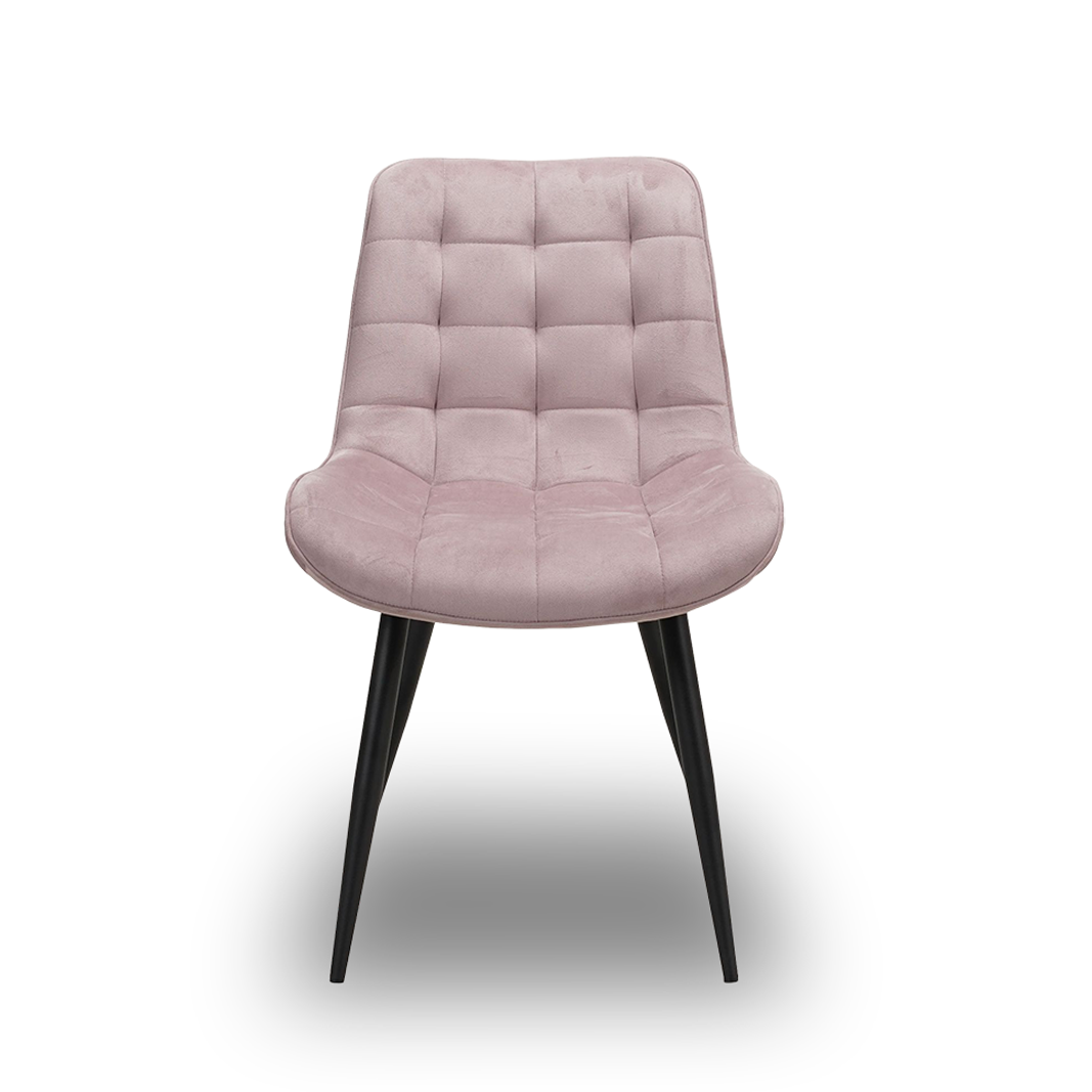 Scaun de Bucatarie / Dining, AVA Tapitat Textil Catifea, Cadru din Metal Vopsit, 85x60x50cm, Roz