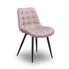 Scaun de Bucatarie / Dining, AVA Tapitat Textil Catifea, Cadru din Metal Vopsit, 85x60x50cm, Roz