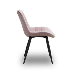 Scaun de Bucatarie / Dining, AVA Tapitat Textil Catifea, Cadru din Metal Vopsit, 85x60x50cm, Roz
