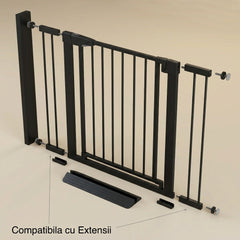 Poartă de Siguranță PRO 180° pentru Copii și Animale 76 x 83-89 cm, NEGRU