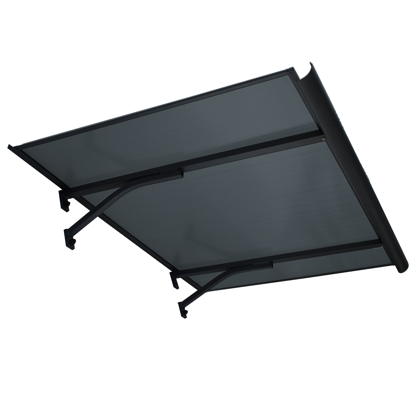 Copertină BODO PRO Alu cu jgheab+Policarbonat de ușă 120x90cm marchiză adăpost acoperiș negru-antracit