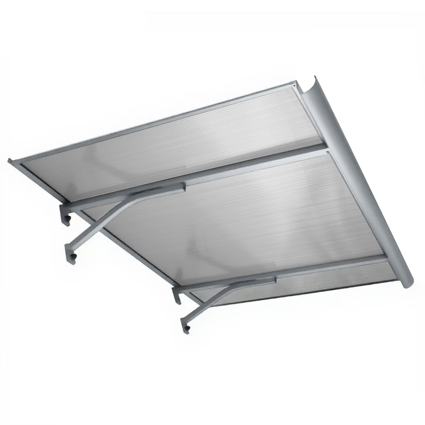Copertină BODO PRO Alu cu jgheab + Policarbonat de ușă 160x90cm marchiză adăpost acoperiș gri-transparent (Copy)