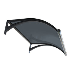 Copertină ERIC PRO Alu cu Jgheab + Plexiglas de ușă 150x100cm marchiză adăpost acoperiș negru-antracit