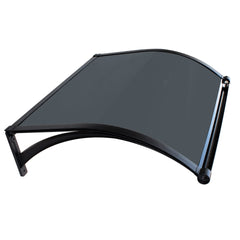 Copertină ERIC PRO Alu cu Jgheab + Plexiglas de ușă 120x100cm marchiză adăpost acoperiș negru-antracit