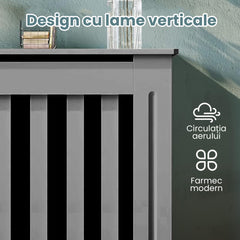 Masca pentru Calorifer ECO-XS 65 cm, MDF Vopsit de 18 mm Lame Verticale, Gri antracit