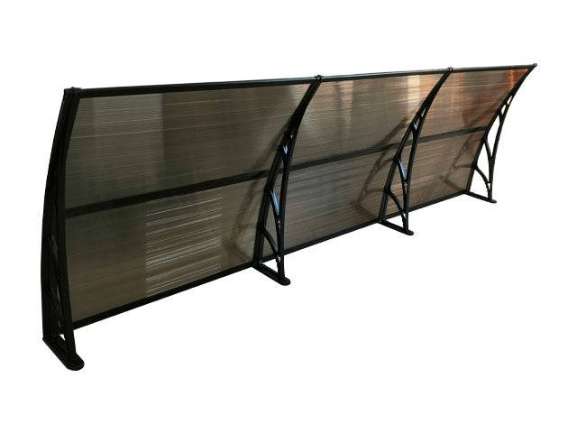 MAPROFI Copertină de ușă 300x120cm marchiză adăpost acoperiș negru-bronz exterior