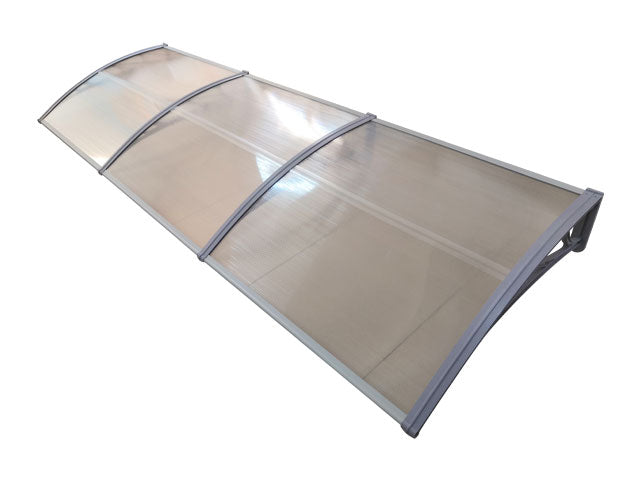 MAPROFI Copertină de ușă 360×120cm marchiză adăpost acoperiș gri-transparent exterior