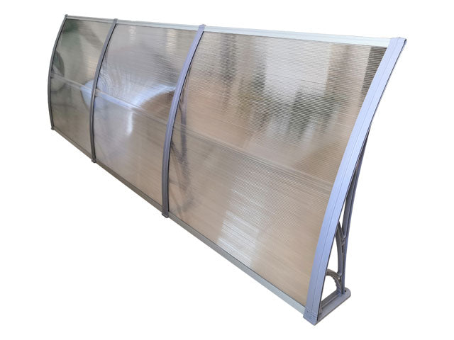 MAPROFI Copertină de ușă 360×120cm marchiză adăpost acoperiș gri-transparent exterior