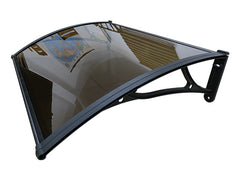Copertină PRO Alu+Plexiglas de ușă 100x100cm marchiză adăpost acoperiș negru-bronz