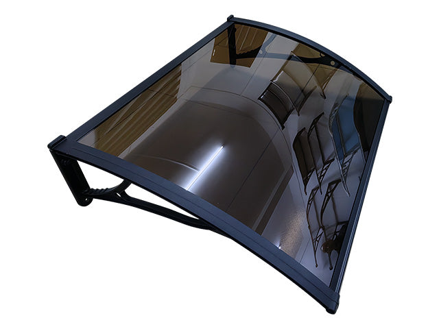 MAPROFI Copertină PRO Alu+Plexiglas de ușă 120x120cm marchiză adăpost acoperiș negru-bronz