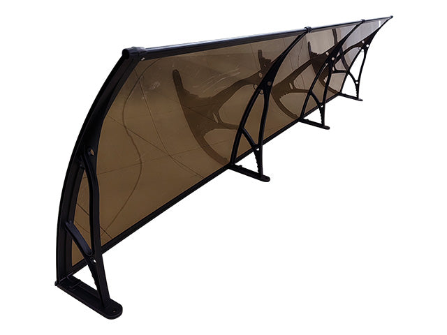 MAPROFI Copertină PRO Alu+Plexiglas de ușă 240x150cm marchiză adăpost acoperiș negru-bronz