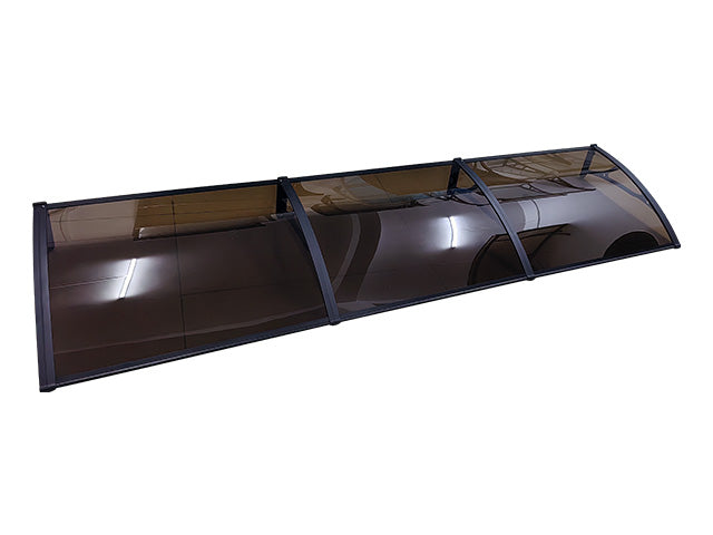 MAPROFI Copertină PRO Alu+Plexiglas de ușă 240x150cm marchiză adăpost acoperiș negru-bronz