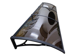 MAPROFI Copertină PRO Alu+Plexiglas de ușă 360x120cm marchiză adăpost acoperiș negru-bronz
