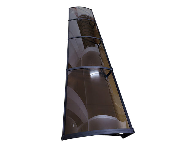 MAPROFI Copertină PRO Alu+Plexiglas de ușă 400x120cm marchiză adăpost acoperiș negru-bronz