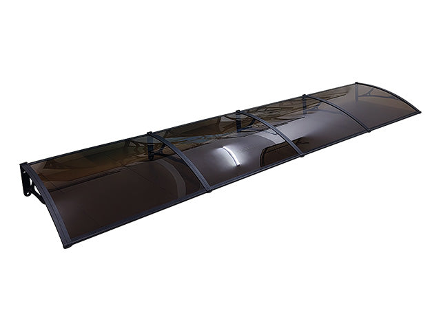 MAPROFI Copertină PRO Alu+Plexiglas de ușă 400x120cm marchiză adăpost acoperiș negru-bronz