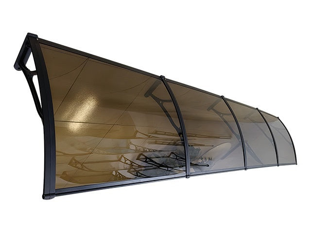 MAPROFI Copertină PRO Alu+Plexiglas de ușă 400x120cm marchiză adăpost acoperiș negru-bronz