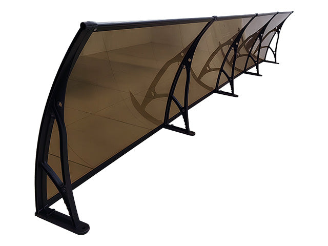 MAPROFI Copertină PRO Alu+Plexiglas de ușă 400x120cm marchiză adăpost acoperiș negru-bronz