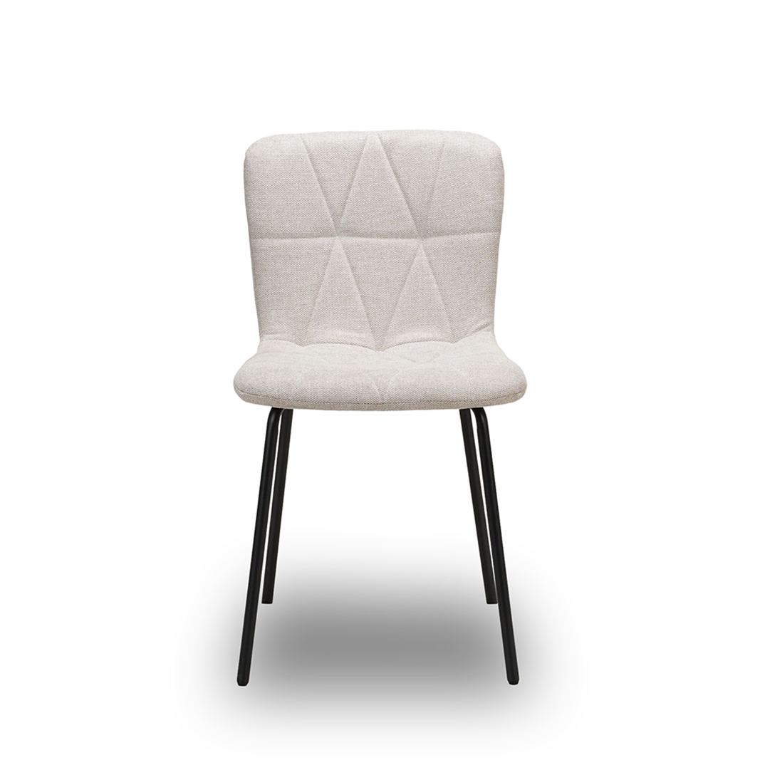 Scaun de Bucatarie / Dining, LIVIO, Tapitat Textil, Interior Burete Moale, Cadru din Metal Vopsit, 71x53x45 cm, Crem
