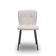 Scaun de Bucatarie / Dining, LIVIO, Tapitat Textil, Interior Burete Moale, Cadru din Metal Vopsit, 71x53x45 cm, Crem