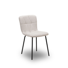 Scaun de Bucatarie / Dining, LIVIO, Tapitat Textil, Interior Burete Moale, Cadru din Metal Vopsit, 71x53x45 cm, Crem