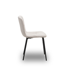 Scaun de Bucatarie / Dining, LIVIO, Tapitat Textil, Interior Burete Moale, Cadru din Metal Vopsit, 71x53x45 cm, Crem