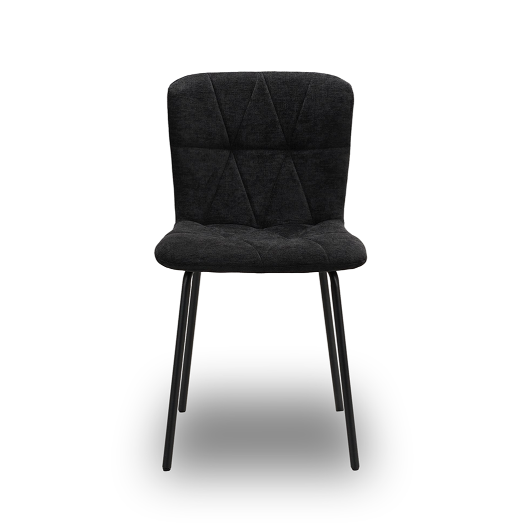 Scaun de Bucatarie / Dining, LIVIO, Tapitat Textil, Interior Burete Moale, Cadru din Metal Vopsit, 71x53x45 cm, Negru