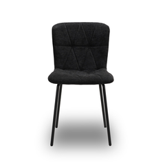 Scaun de Bucatarie / Dining, LIVIO, Tapitat Textil, Interior Burete Moale, Cadru din Metal Vopsit, 71x53x45 cm, Negru