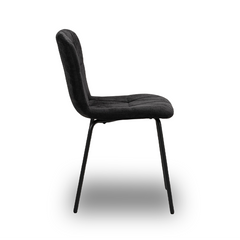 Scaun de Bucatarie / Dining, LIVIO, Tapitat Textil, Interior Burete Moale, Cadru din Metal Vopsit, 71x53x45 cm, Negru