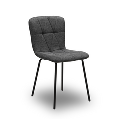 Scaun de Bucatarie / Dining, LIVIO, Tapitat Textil, Interior Burete Moale, Cadru din Metal Vopsit, 71x53x45 cm, Gri