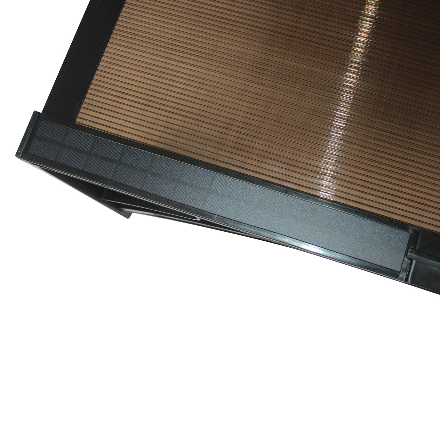 Copertină PREMIUM LUMI cu senzor de lumină și panou solar pentru ușă, 150x100 cm marchiză acoperiș adăpost, negru-bronz