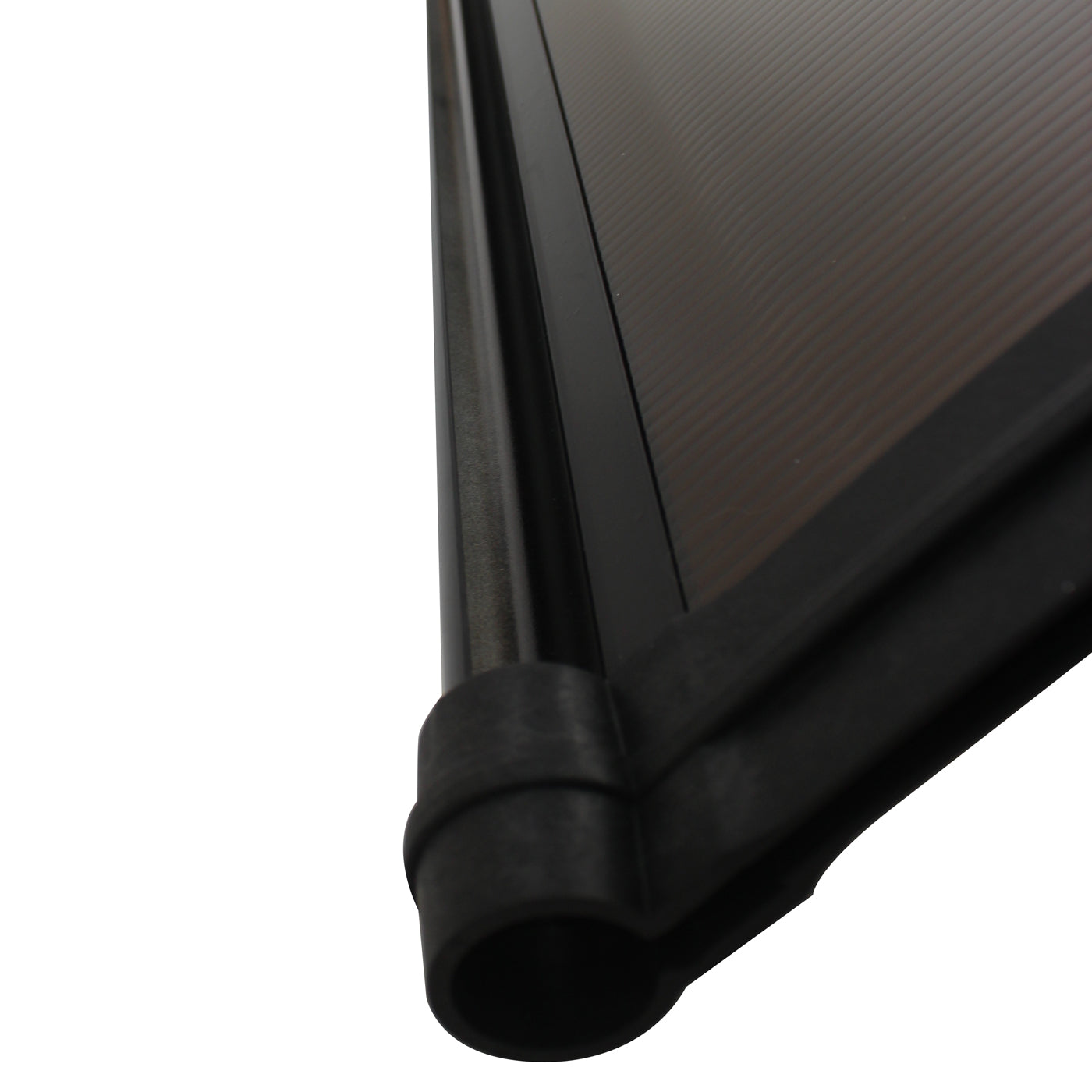 Copertină PREMIUM LUMI cu senzor de lumină și panou solar pentru ușă, 150x100 cm marchiză acoperiș adăpost, negru-bronz