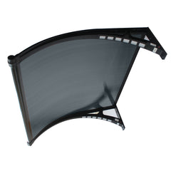 Copertină PREMIUM LUMI cu senzor de lumină și panou solar pentru ușă, 120x100 cm marchiză acoperiș adăpost, negru-antracit