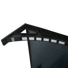 Copertină PREMIUM LUMI cu senzor de lumină și panou solar pentru ușă, 120x100 cm marchiză acoperiș adăpost, negru-antracit