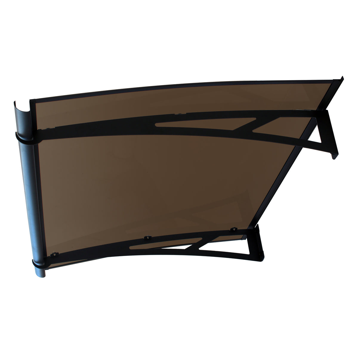 Copertină NEO PRO Otel+ALU cu Jgheab+Plexiglas de ușă 120x100cm marchiză adăpost acoperiș negru-bronz
