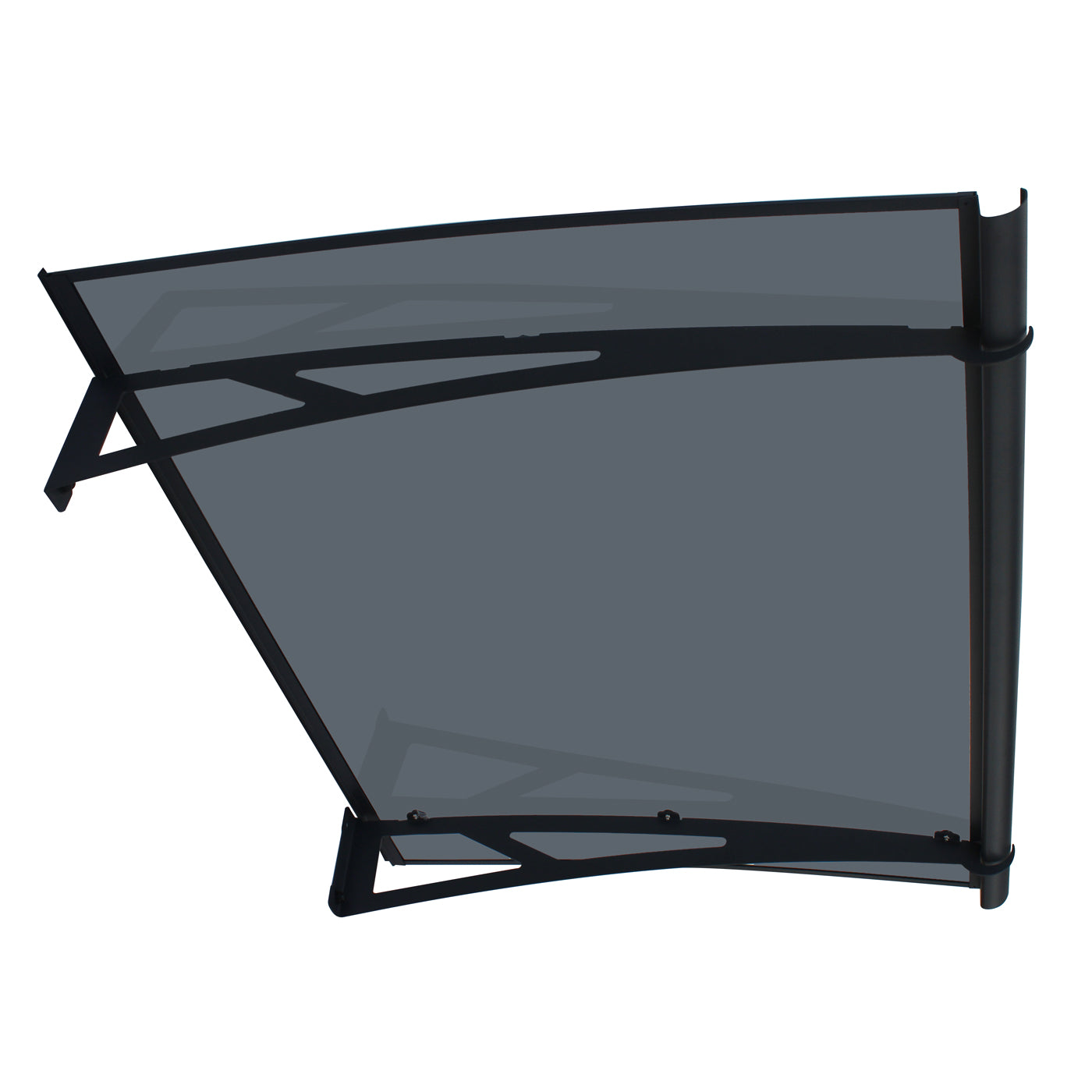Copertină NEO PRO Otel+ALU cu Jgheab+Plexiglas de ușă 150x100cm marchiză adăpost acoperiș negru-antracit