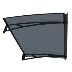 Copertină NEO PRO Otel+ALU cu Jgheab+Plexiglas de ușă 150x100cm marchiză adăpost acoperiș negru-antracit